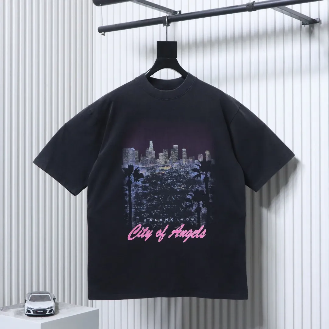 LA Night View Distressed T-Shirt