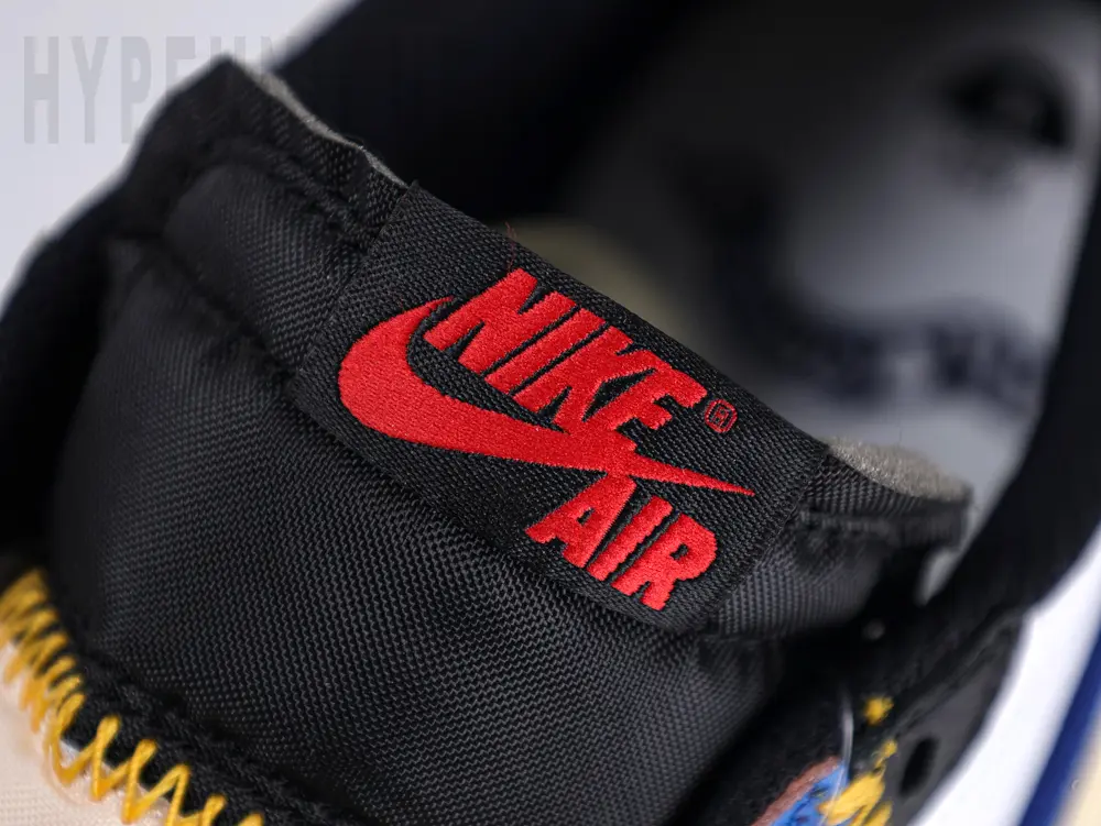 Union LA Jordan 1 Retro Low NRG ‘Storm Blue’ woven label on the tongue