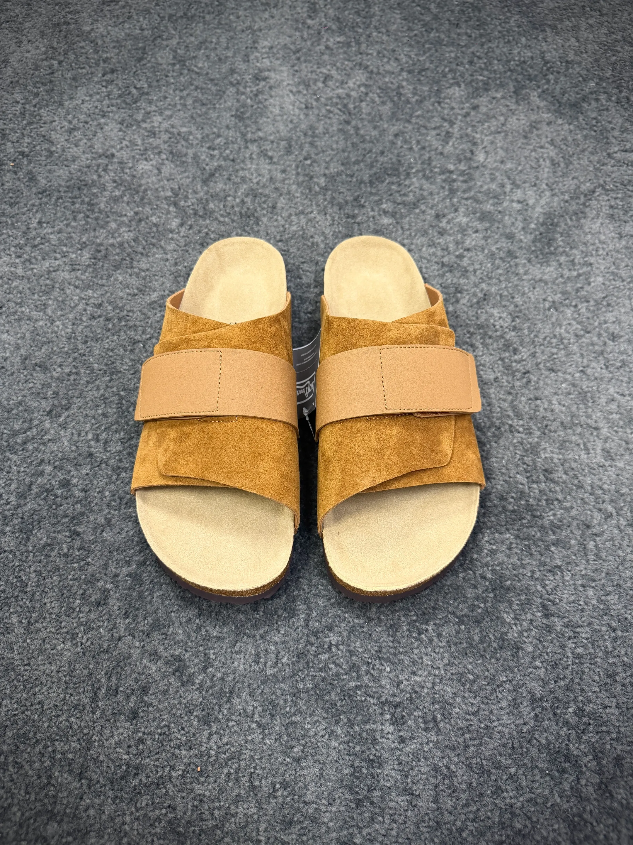 BK Kyoto Cola Brown Nubuck Suede Leather Sandals Front View