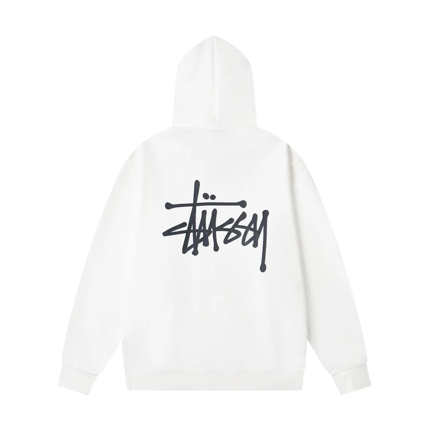 Back Stussy Logo Print American Retro Hoodie