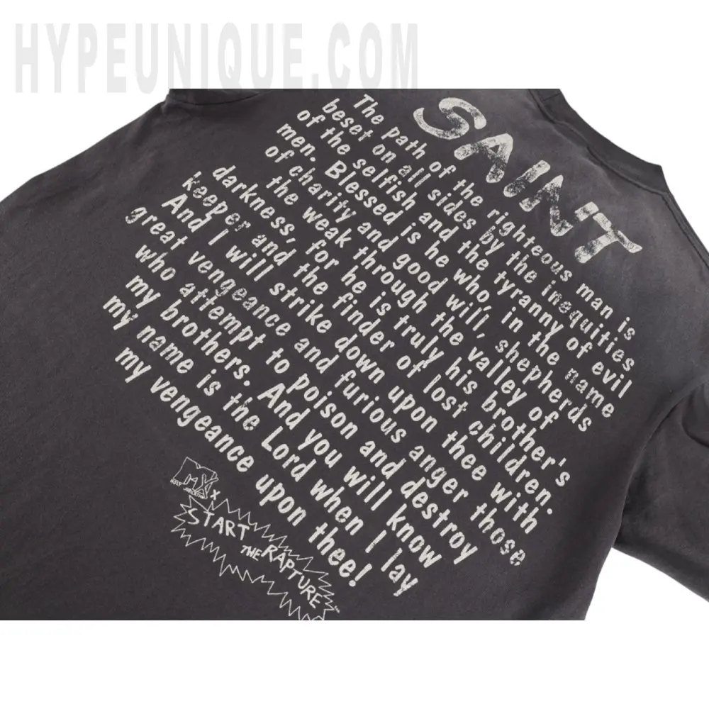 Printed graphic on the back of the garment