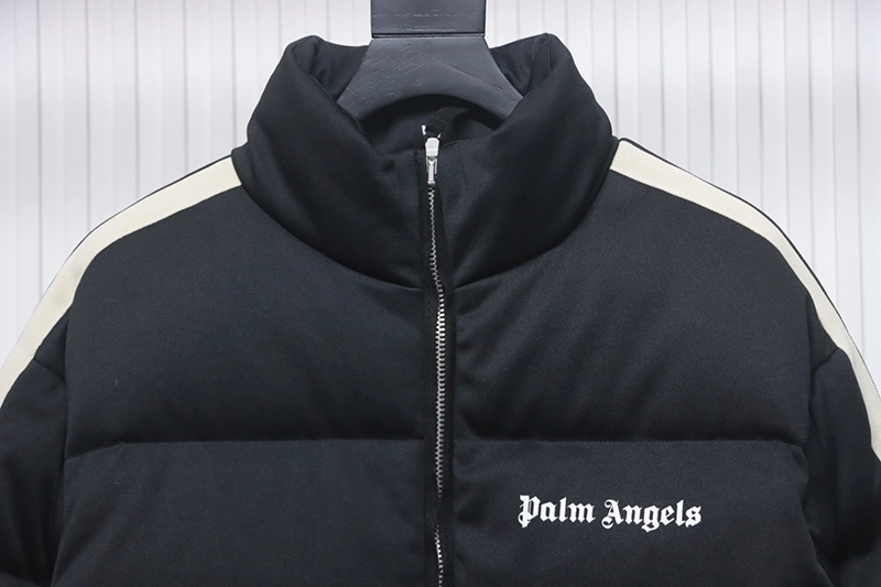 Palm Angels Logo Stripe Embroidered Logo Down Jacket