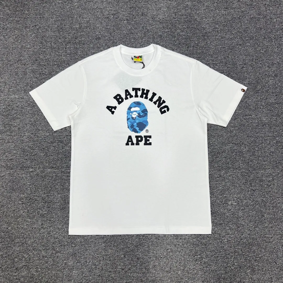 BAPE Honeycomb Camo Ape Head Logo Print Cotton T-Shirt