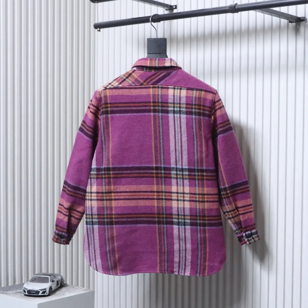 Back Well Done Pink Plaid Double-Pocket Wool-Blend Shirt Jacket