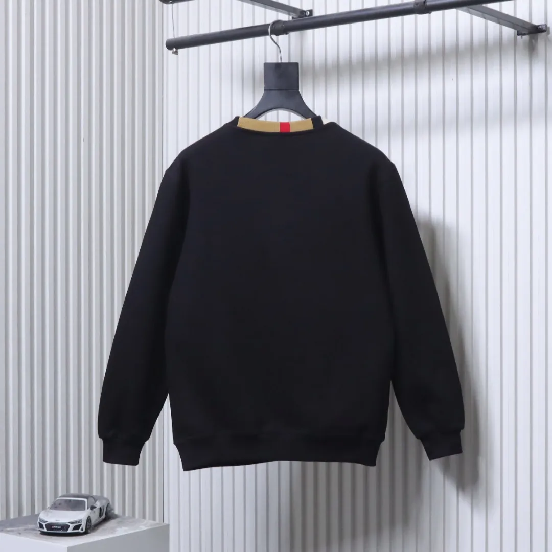 Back View BBR Micro-Logo Check Patchwork Cotton Crew Neck Sweatshirt