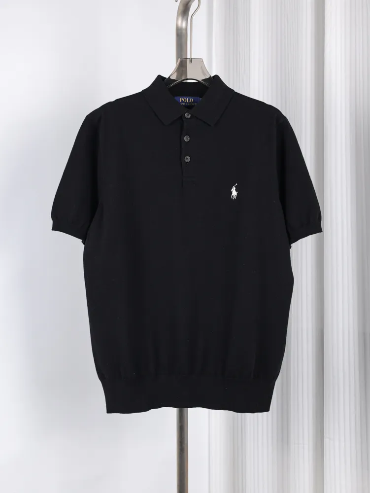 RL Embroidered Knit Cotton Short Sleeve Polo T-Shirt
