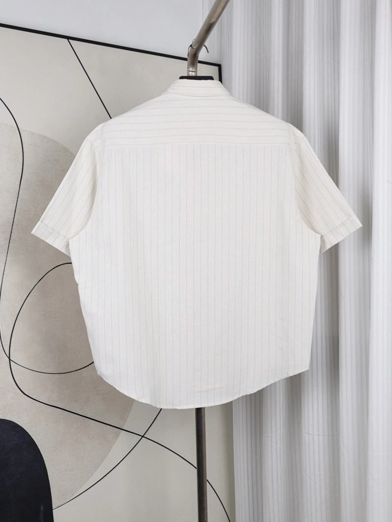 AMI Heart Embroidered Striped Shirt