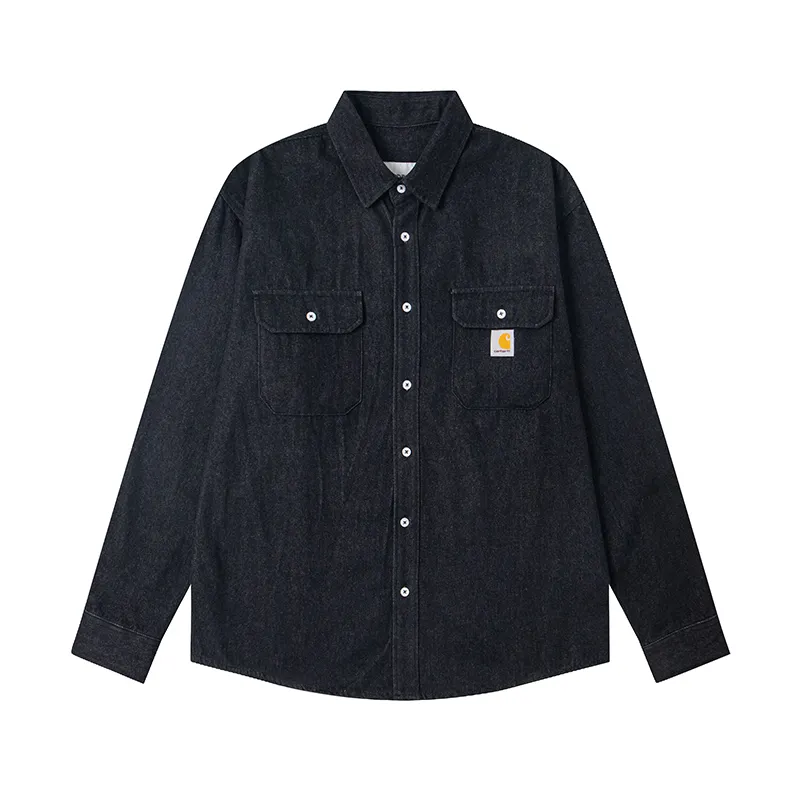 Carhartt WIP Washed Denim Double Pocket Work Shirt color Black