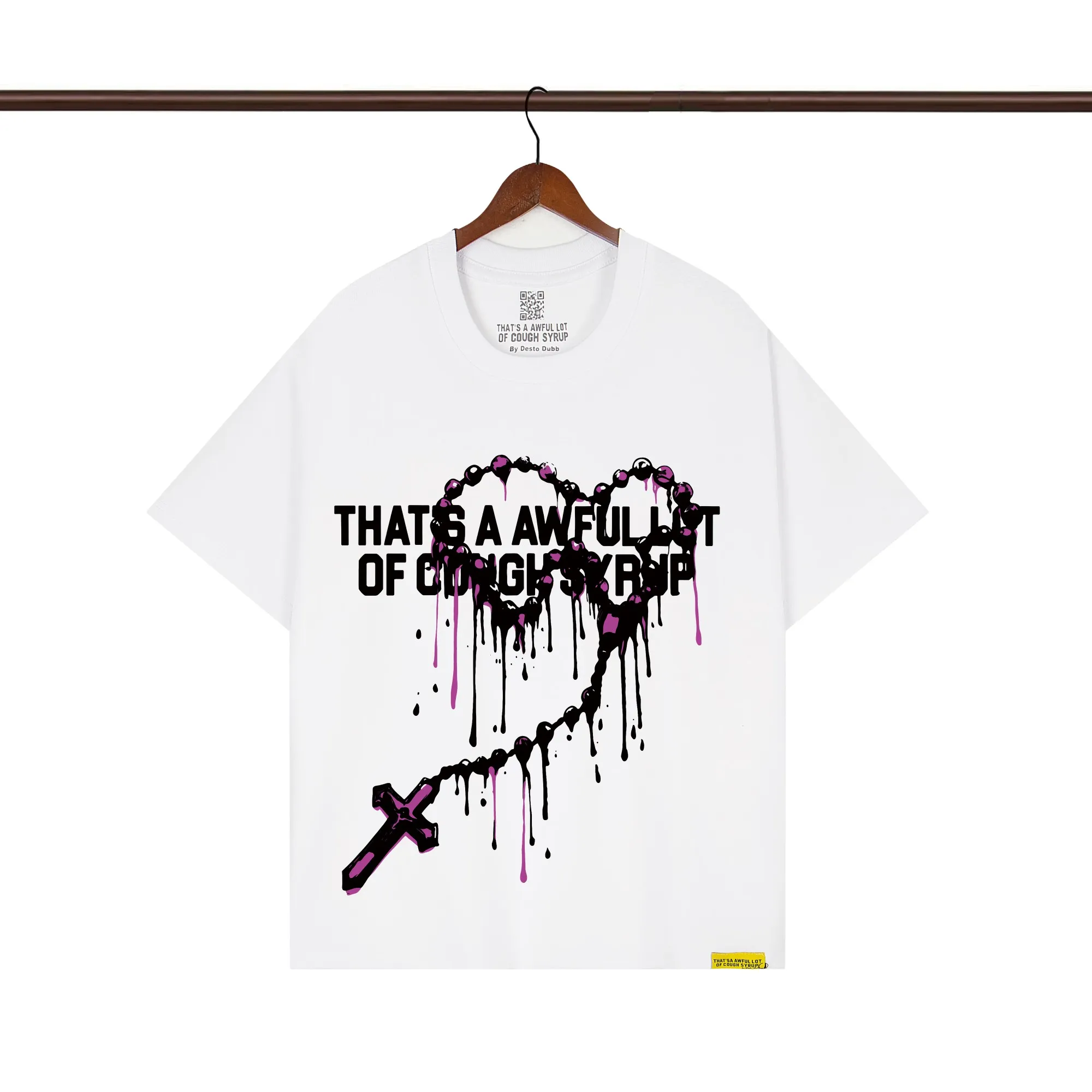 That’s A Awful Lot Of Cough Syrup Religious Heart Rosary Graphic T-Shirt color White