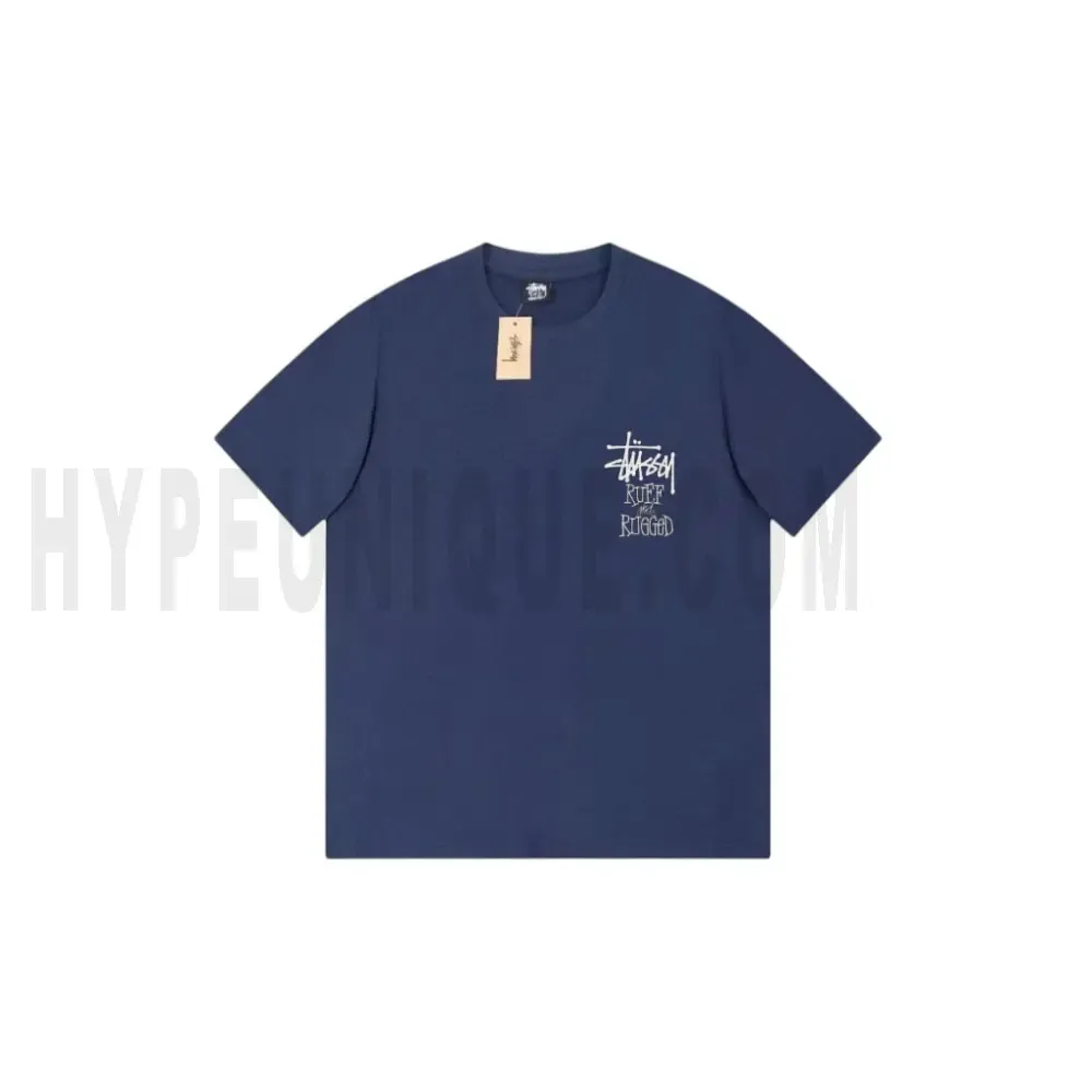 The front of the blue clothes