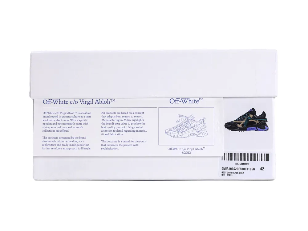 Off-White Odsy 2000 Sneakers Black Purple Shoe Box Packaging