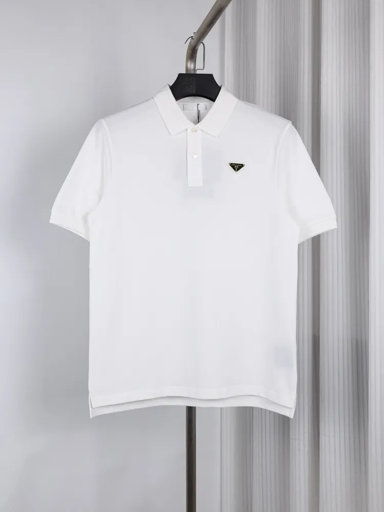 Gold Triangle Logo Polo T-Shirt Color White