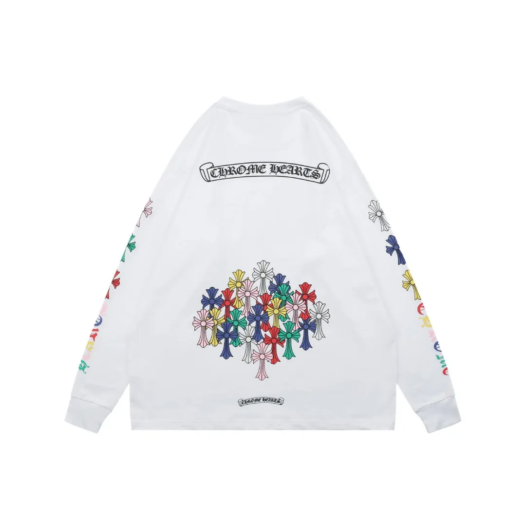 Back CH Colorful Cross Arrow Print Long-Sleeve T-Shirt