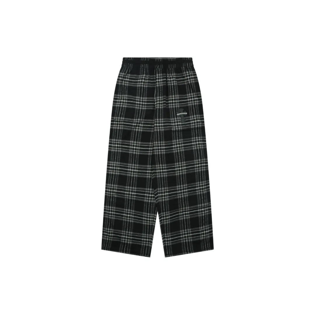 CH Plaid Cross Patch Wide-Leg Trousers