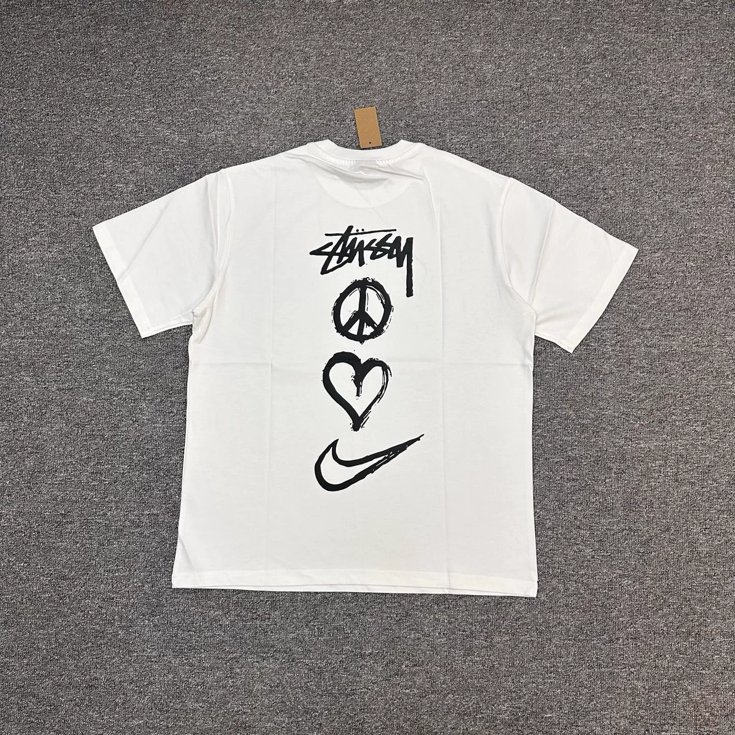 Back of Stussy Retro Heart Logo T-Shirt Color White