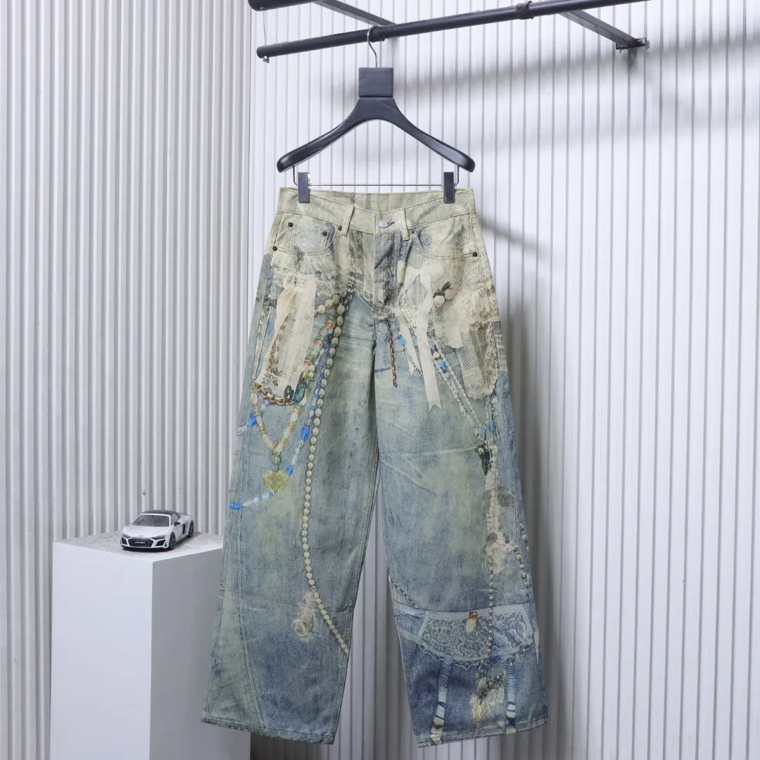 Acne 1981 Lace Pearl Trompe-L’œil Wide-Leg Jeans
